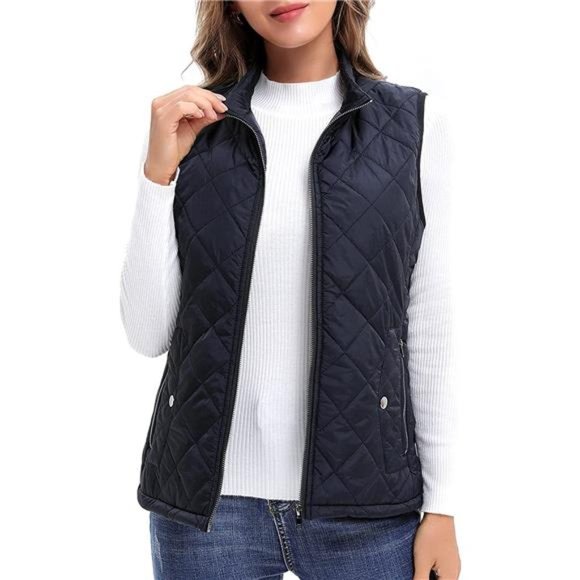 Argstar Women's Vest, Quilted Lightweight Zip Pockets Padded Gilet (XS-2XL)